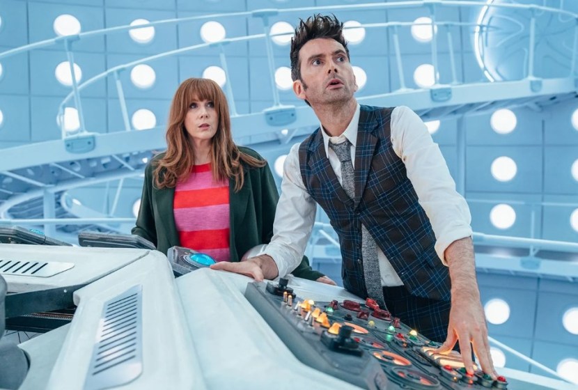 Dr Who and Donna Noble in the TARDIS